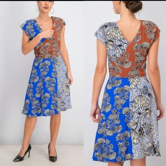 NWOT Mango Printed Colorblock Dress - Picture 1 of 10